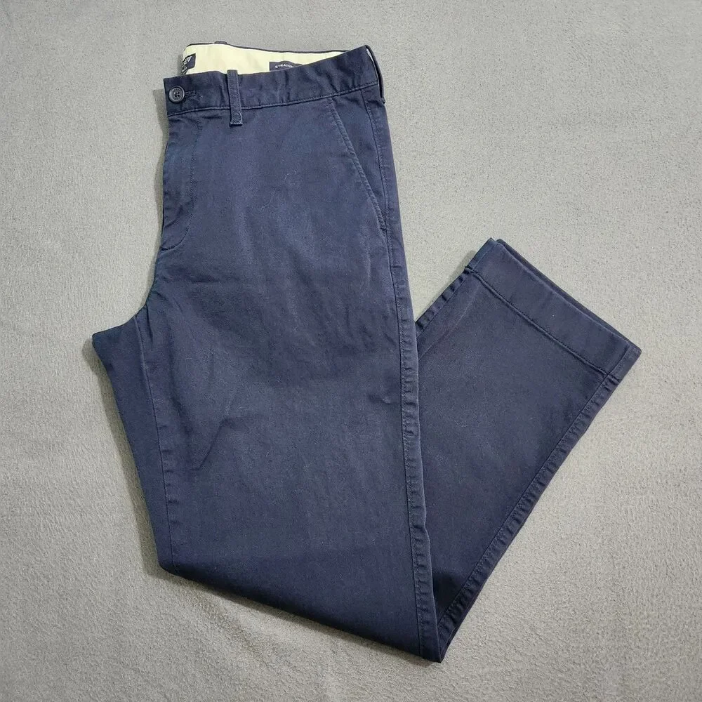 J. Crew Chino Pants Men 33X30 (34X29) Navy Flex Straight Leg